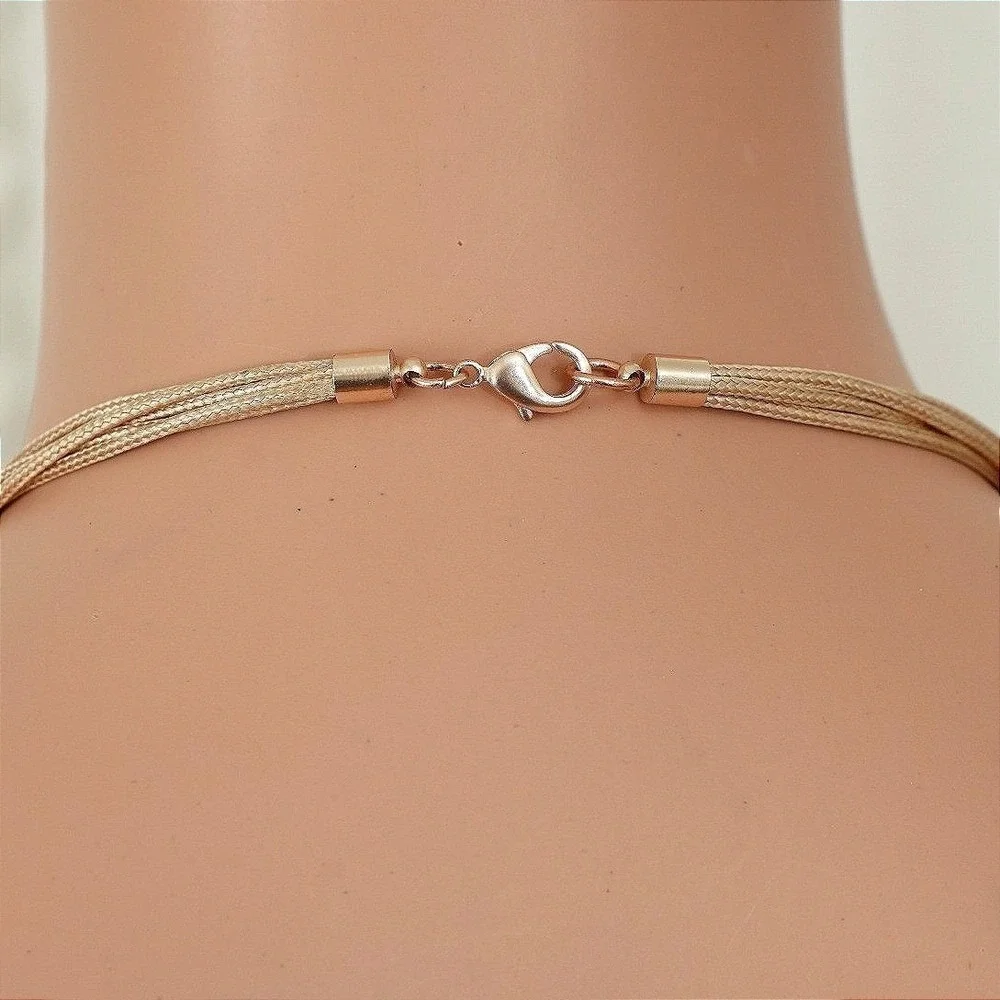 Gold Multi-Strand Cord Lariat Tassel Necklace‎